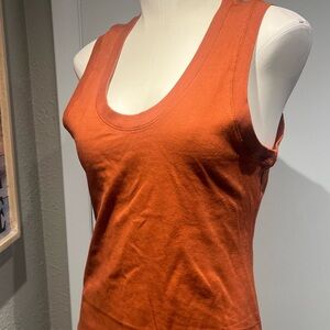Nostalgia Orange Fitted Tank Top with Scoop Neckline